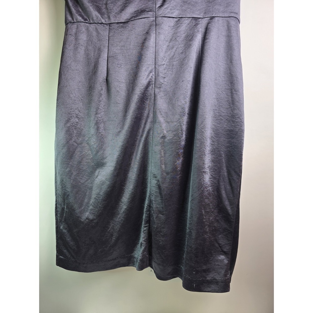 Suzi Chin Maggy Women's 12 Silver Slate Dress Sleeveless Faux Wrap‎ Knee Length - Picture 9 of 12
